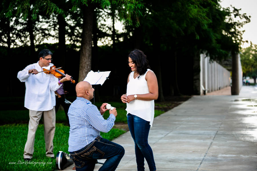 Romantic Indian Engagement photo at Texas A&M University park