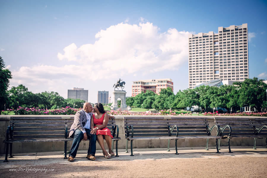 Houston Engagement photo at Herman Park